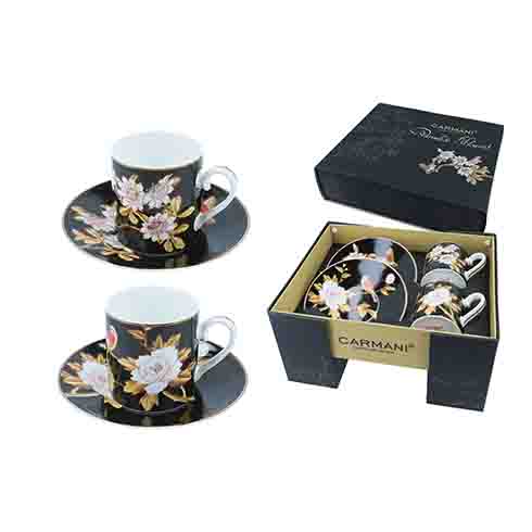 Carmani Porcelan | Cvetni set 2 šolje i tacne
