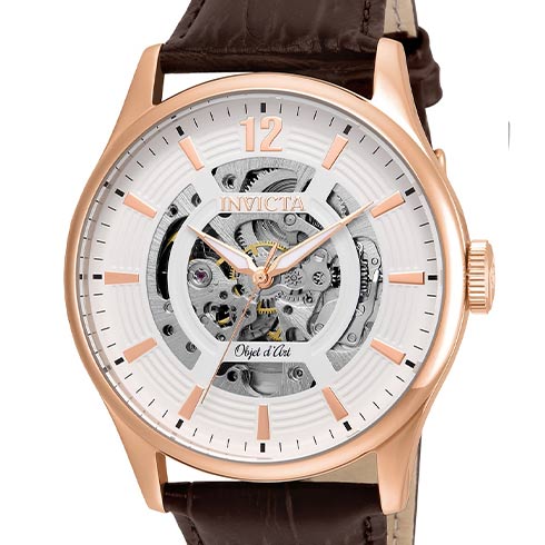 INVICTA Automatski | Invicta sat Objet D Art Men 44mm Stainless Steel Rose Gold White dial 2650 (Nickel)Automatic