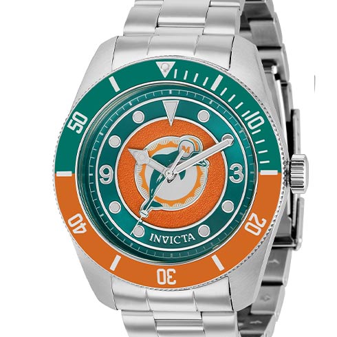 INVICTA Kvarc | Invicta sat NFL Men 47mm Stainless Steel Steel White+Orange+Green dial PC21 Quartz