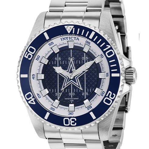 INVICTA Kvarc | Invicta sat NFL Men 47mm Stainless Steel Steel Blue+White dial PC21 Quartz