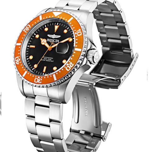 INVICTA Kvarc | Invicta sat Pro Diver Men 43mm Stainless Steel Steel Black dial PC32A Quartz 22022