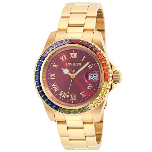 INVICTA Kvarc | Invicta sat Angel Lady 40mm Stainless Steel Gold Burgundy dial 515 Quartz